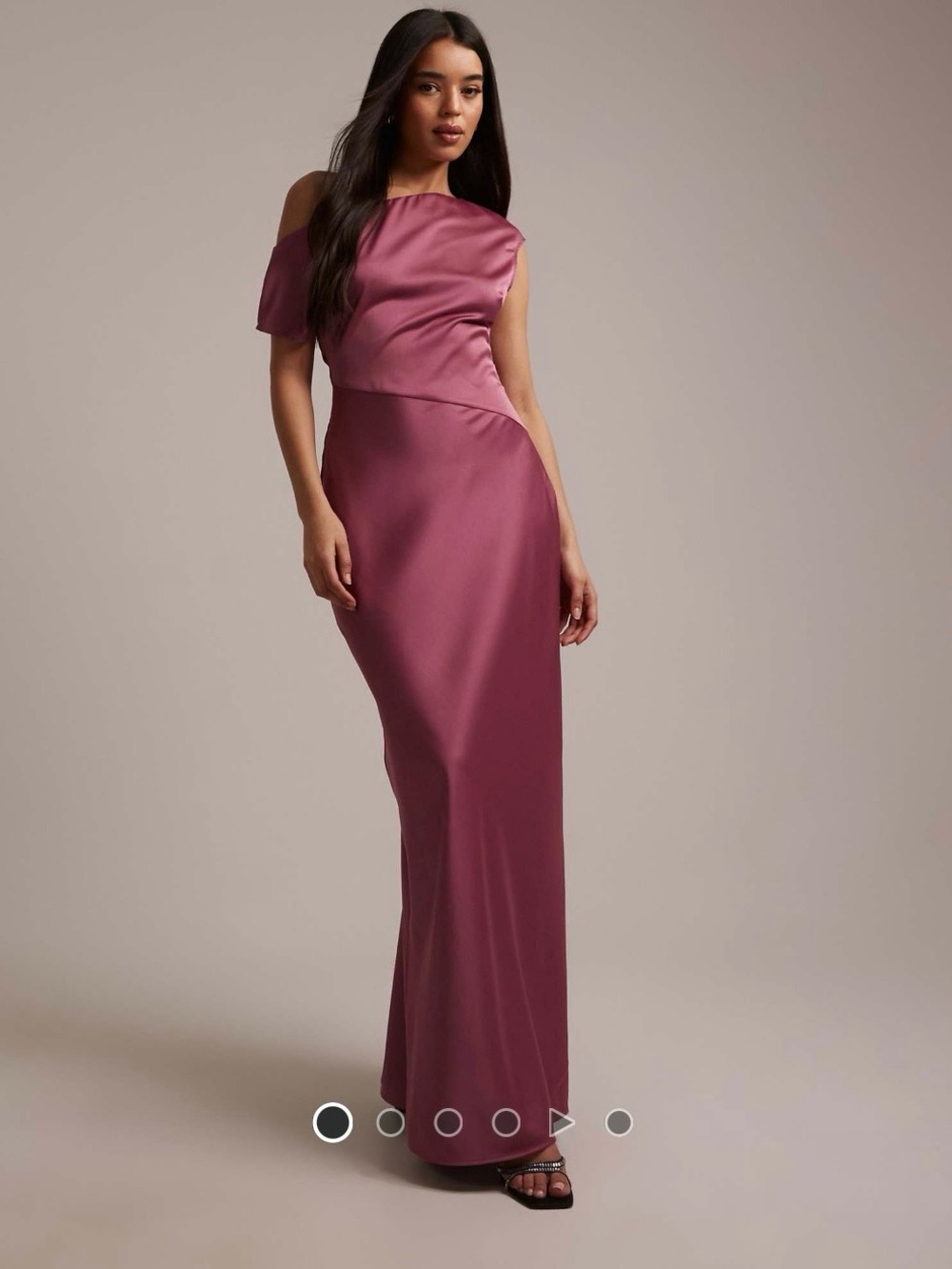 Asymmetric One-Shoulder Maxi Dress in Mauve